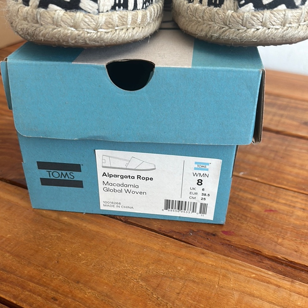 TOMS Women's Alpargata Rope Black and White Espadrilles - Picture 5 of 5